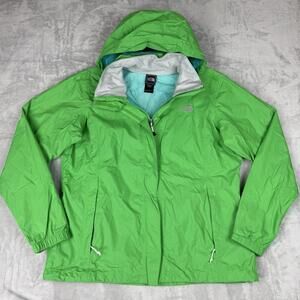 The North Face Jacket Womens XL Green Hooded Hyvent SoftShell Rain Windbreaker